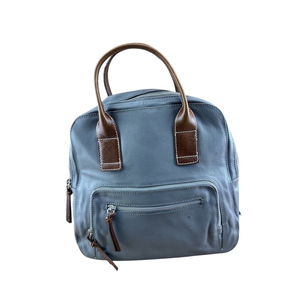 Nino Bossi Backpack Bag Purse Gray Brown Leather Magnetic Close Large
